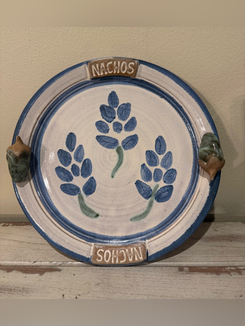 Vintage Studio Pottery - Signed - Bluebonnet Nacho Platter / Serving Tray